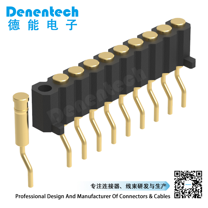 Denentech high quality 2.00MM H4.0MM single row female right angle SMT pogo pin keyboard